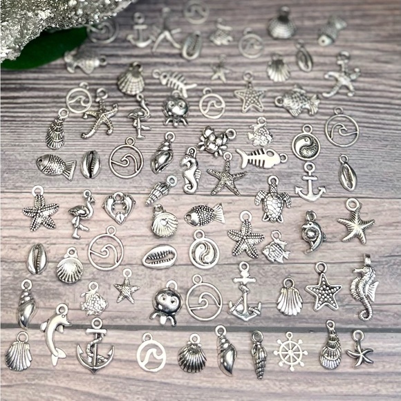 100pc Tib Silver NAUTICAL Mini Charms & MORE JEWELRY KEYCHAIN MAKING DIY BUNDLE - Picture 12 of 16